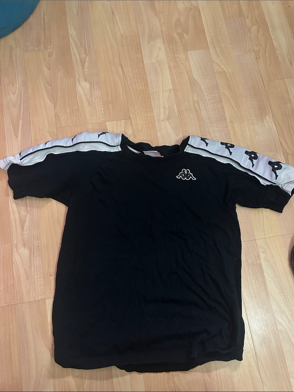 Kappa Black Tee with White Logo Tape Sleeves